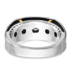 14k Two-tone with Black Rhodium Men's Polished Satin and Grooved 5-Stone 1/2 Carat AA Quality Diamon - Sophia Jewelers