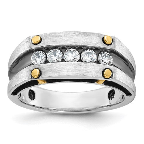 Men's Five-Stone Lab-Grown Diamond Ring in 14K Two-Tone Gold (1/2 ct. tw.), Size 10 - Sophia Jewelers Main image