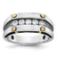 14k Two-tone with Black Rhodium Men's Polished Satin and Grooved 5-Stone 1/2 Carat AA Quality Diamon - Sophia Jewelers