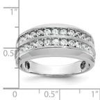 14k White Gold Men's Polished Satin and Grooved 2-Row Ring Mounting, Mounting Only - Sophia Jewelers
