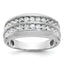 14k White Gold Men's Polished Satin and Grooved 2-Row Ring Mounting, Mounting Only - Sophia Jewelers