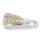 14k Two-tone Men's Polished and Grooved 7-Stone 1 1/2 Carat AA Quality Diamond Ring - Sophia Jewelers