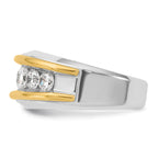 14k Two-tone Mens Polished 7-Stone Channel Ring Mounting, Mounting Only - Sophia Jewelers