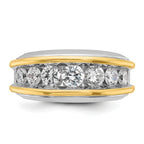 14k Two-tone Mens Polished 7-Stone Channel Ring Mounting, Mounting Only - Sophia Jewelers