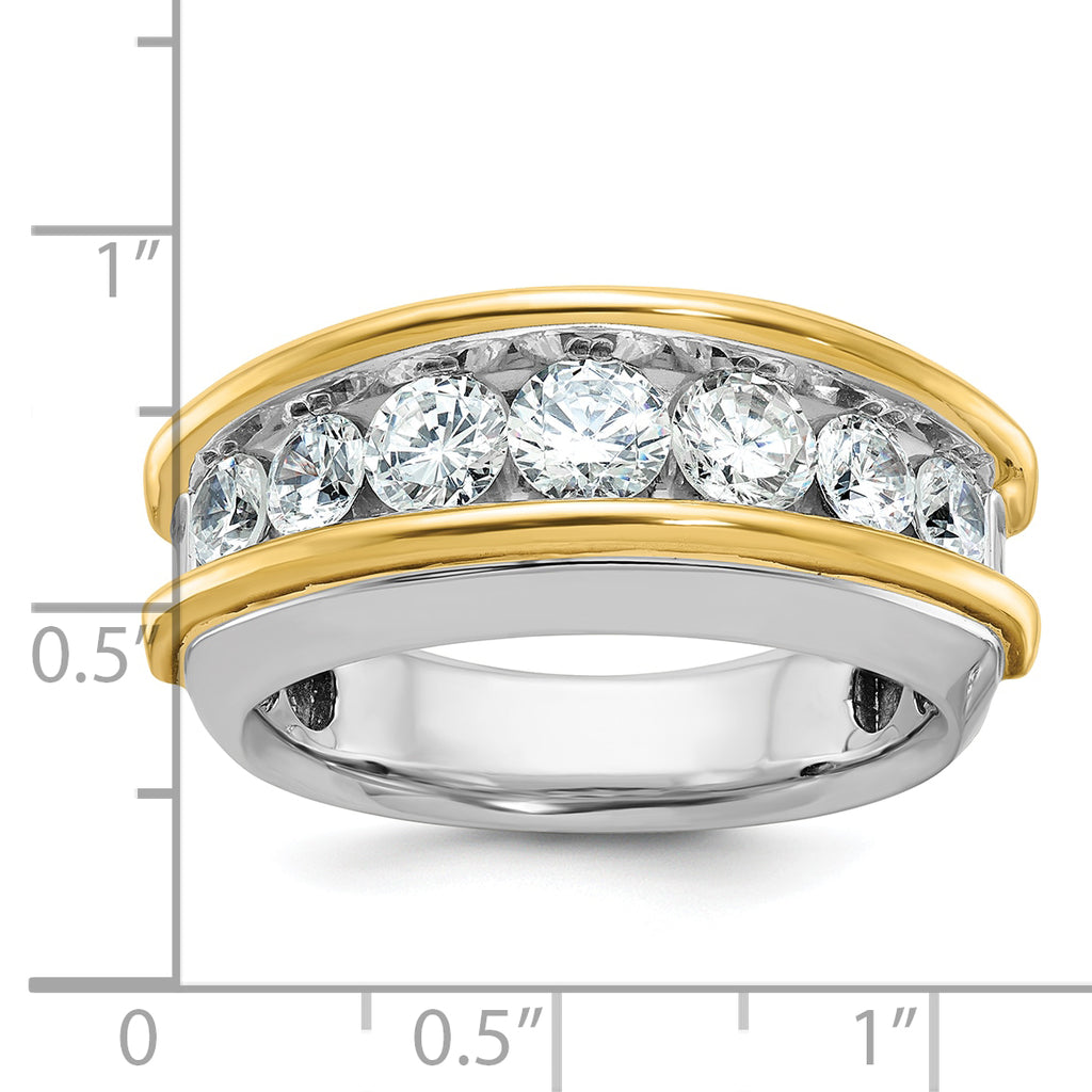 14k Two-tone Men's Polished 7-Stone 2 Carat AA Quality Diamond Ring - Sophia Jewelers