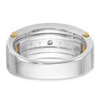 14k Two-tone Men's Polished Satin and Grooved 7-Stone 1 Carat AA Quality Diamond Ring - Sophia Jewelers