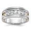 14k Two-tone Men's Polished Satin and Grooved 7-Stone Ring Mounting, Mounting Only - Sophia Jewelers