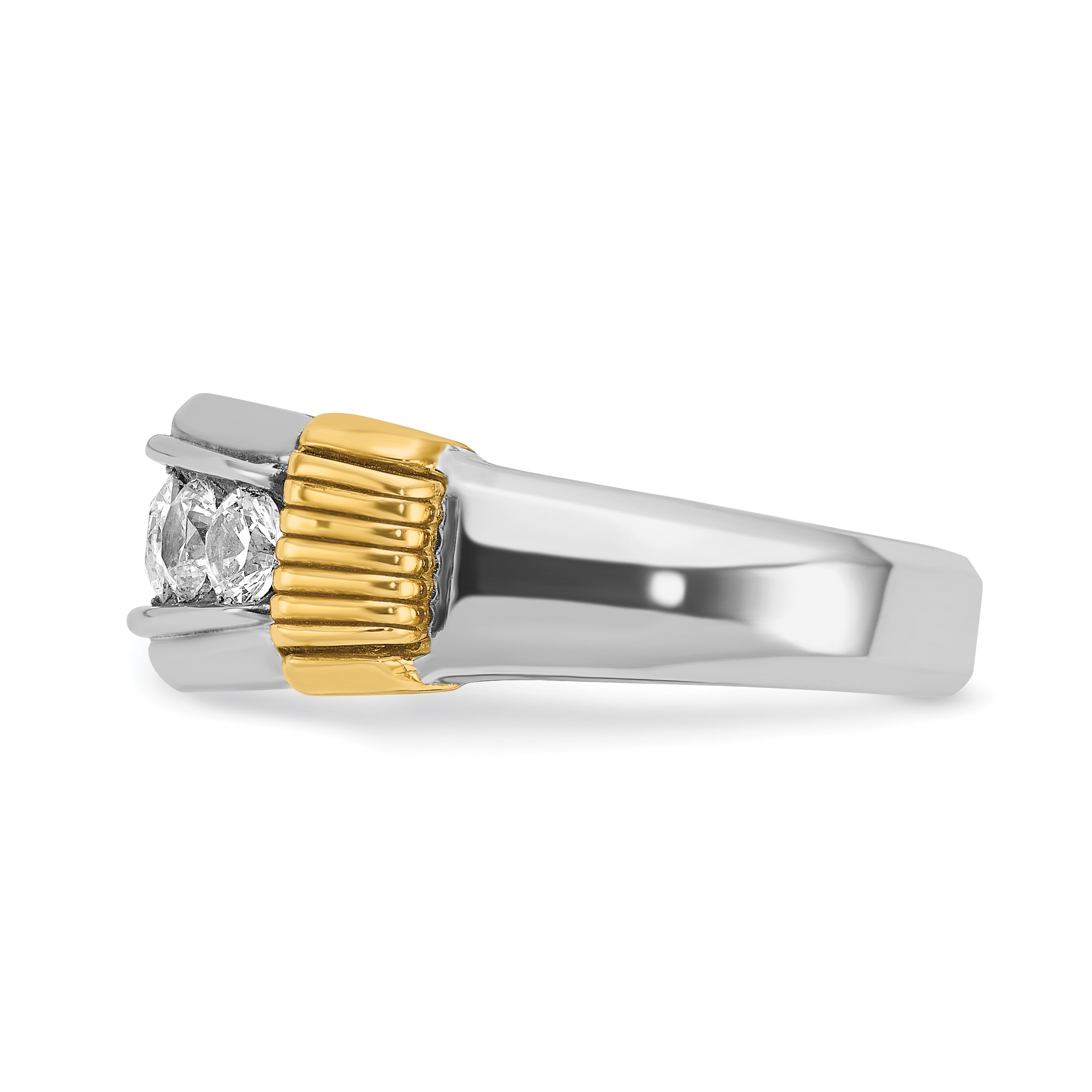 14k Two-tone Men's Polished and Textured 5-Stone Ring Mounting, Mounting Only - Sophia Jewelers