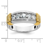 14k Two-tone Men's Polished and Textured 5-Stone 1 Carat AA Quality Diamond Ring - Sophia Jewelers