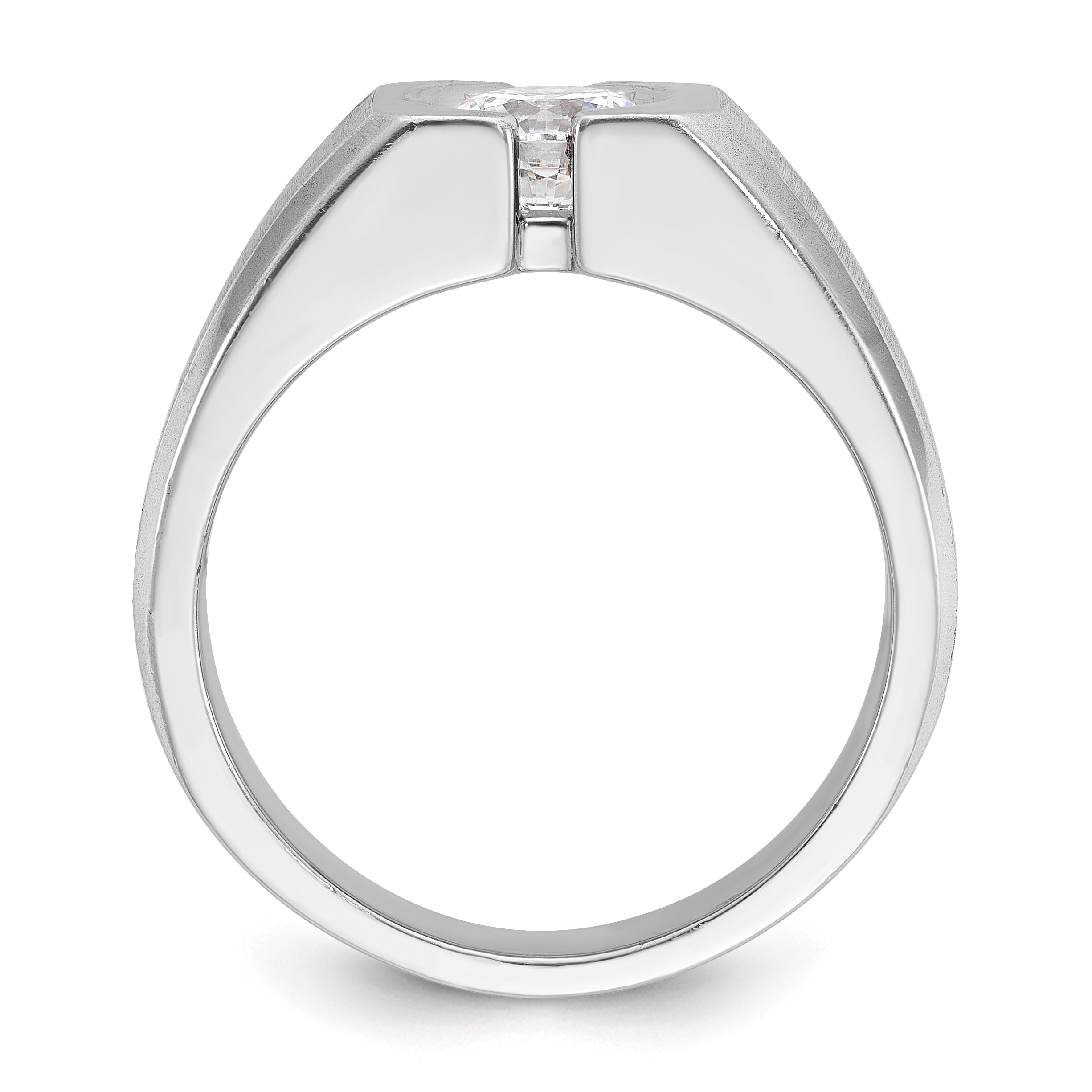 14k White Gold 1 carat Lab Grown Diamond VS/SI+ G+ Complete Polished and Satin Men's Ring Secondary image