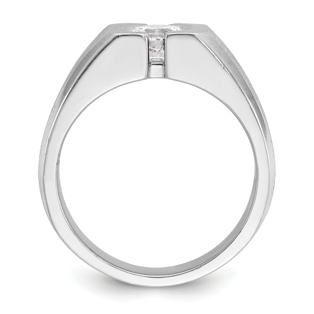 14k White Gold 1 carat Lab Grown Diamond VS/SI+ G+ Complete Polished and Satin Men's Ring
