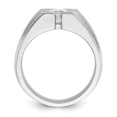 14k White Gold 1 carat Lab Grown Diamond VS/SI+ G+ Complete Polished and Satin Men's Ring