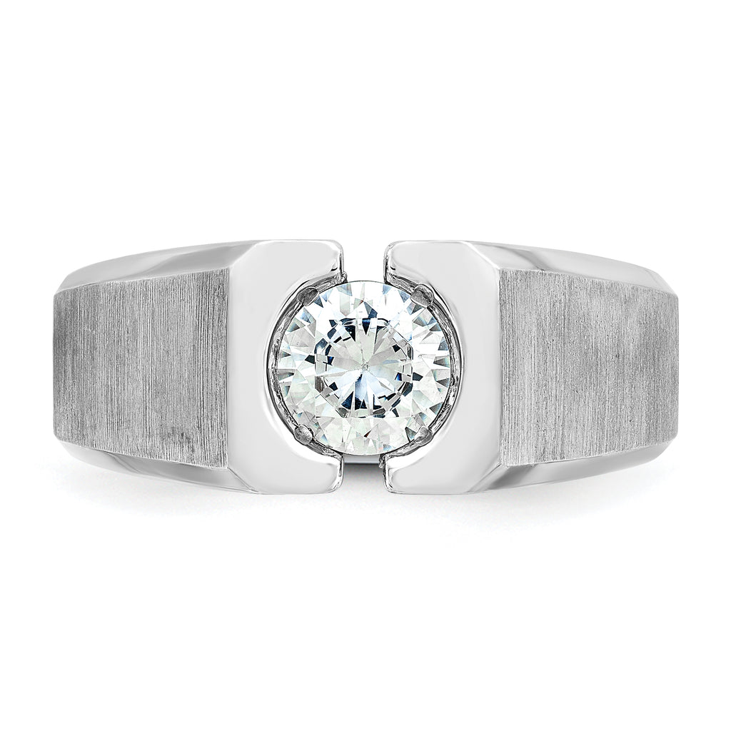 14k White Gold 1 carat Lab Grown Diamond VS/SI+ G+ Complete Polished and Satin Men's Ring