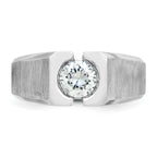 14k White Gold 1 carat Lab Grown Diamond VS/SI+ G+ Complete Polished and Satin Men's Ring