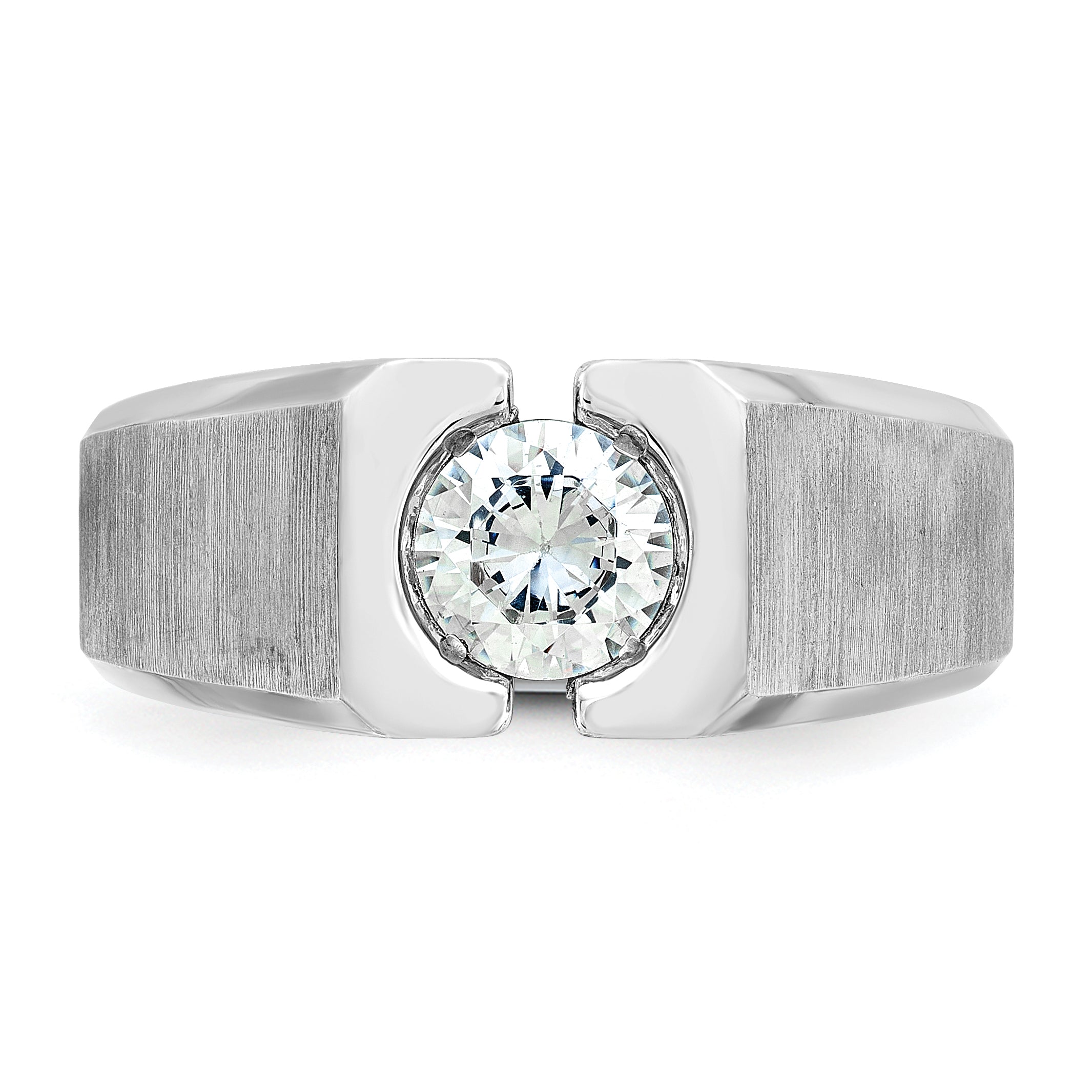 14k White Gold 1 carat Lab Grown Diamond VS/SI+ G+ Complete Polished and Satin Men's Ring
