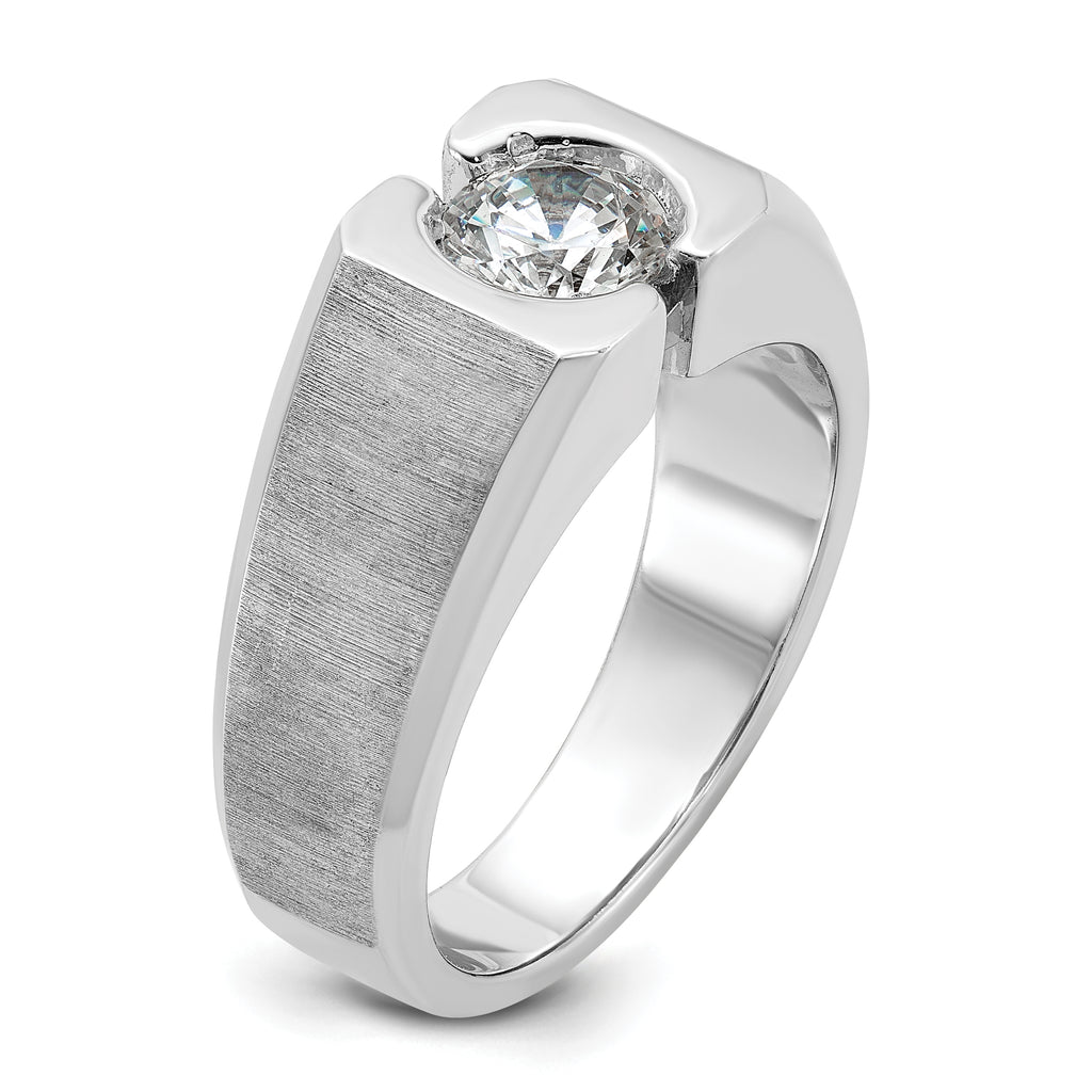 14k White Gold 1 carat Lab Grown Diamond VS/SI+ G+ Complete Polished and Satin Men's Ring