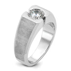 14k White Gold 1 carat Lab Grown Diamond VS/SI+ G+ Complete Polished and Satin Men's Ring