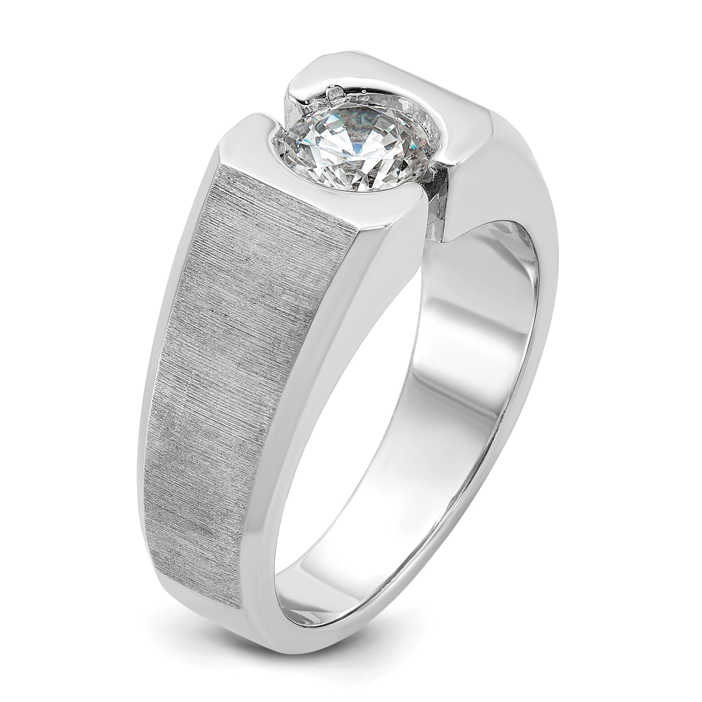14k White Gold 1 carat Lab Grown Diamond VS/SI+ G+ Complete Polished and Satin Men's Ring