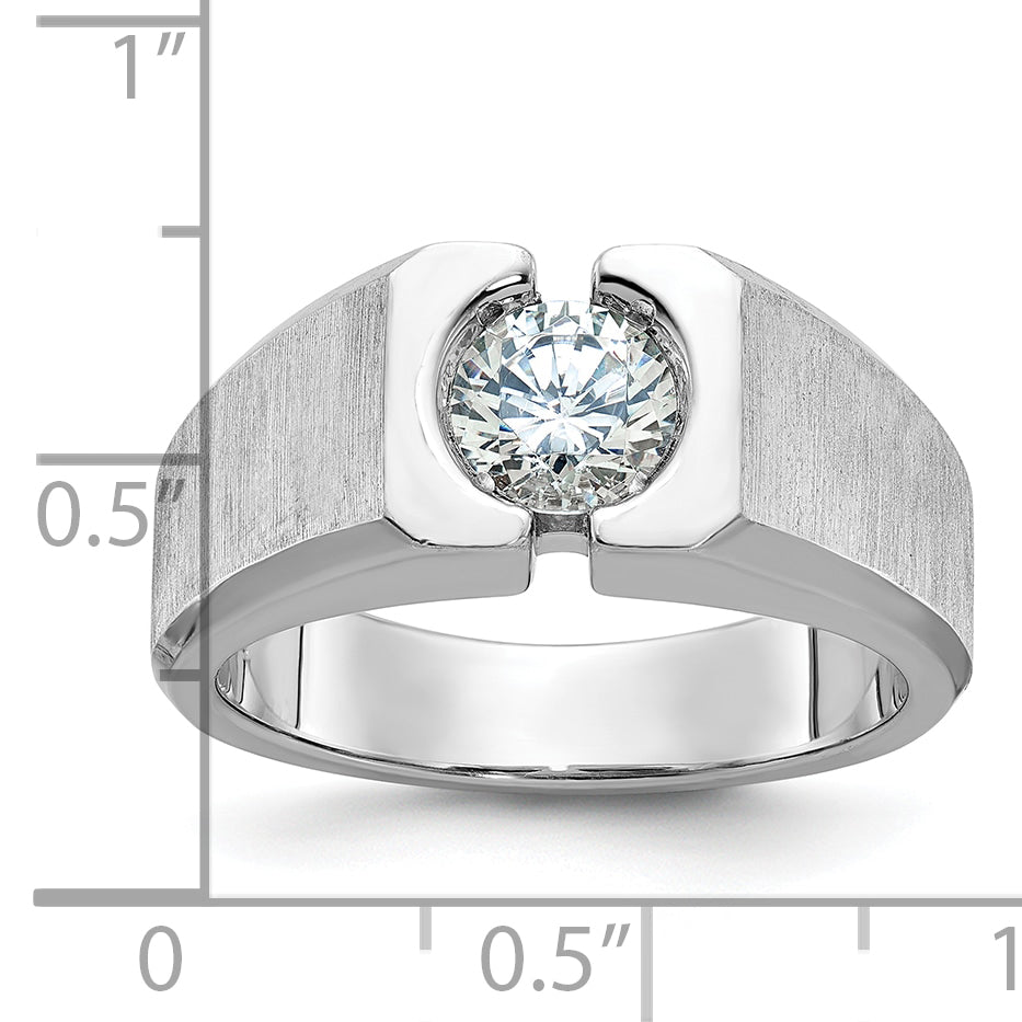 14k White Gold 1 carat Lab Grown Diamond VS/SI+ G+ Complete Polished and Satin Men's Ring