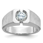 14k White Gold 1 carat Lab Grown Diamond VS/SI+ G+ Complete Polished and Satin Men's Ring