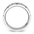 14k White Gold Men's Polished Satin and Grooved 3-Stone Ring Mounting - Sophia Jewelers