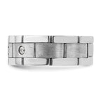 14k White Gold Three Stone Polished Satin and Grooved Men's Ring Mounting, Mounting Only - Sophia Jewelers
