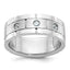 14k White Gold Three Stone Polished Satin and Grooved Men's Ring Mounting, Mounting Only - Sophia Jewelers