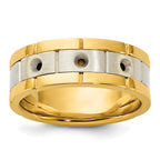 14k Two-tone Three Stone Prong Set Men's Ring Mounting, Mounting Only - Sophia Jewelers