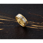 14k Two-tone Three Stone Prong Set Men's Ring Mounting, Mounting Only - Sophia Jewelers