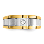 14k Two-tone Men's Polished Satin and Grooved Ring Mounting, Mounting Only - Sophia Jewelers