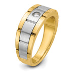 14k Two-tone Men's Polished Satin and Grooved Ring Mounting, Mounting Only - Sophia Jewelers