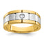 14k Two-tone Men's Polished Satin and Grooved 1/10 Carat AA Quality Diamond Ring - Sophia Jewelers