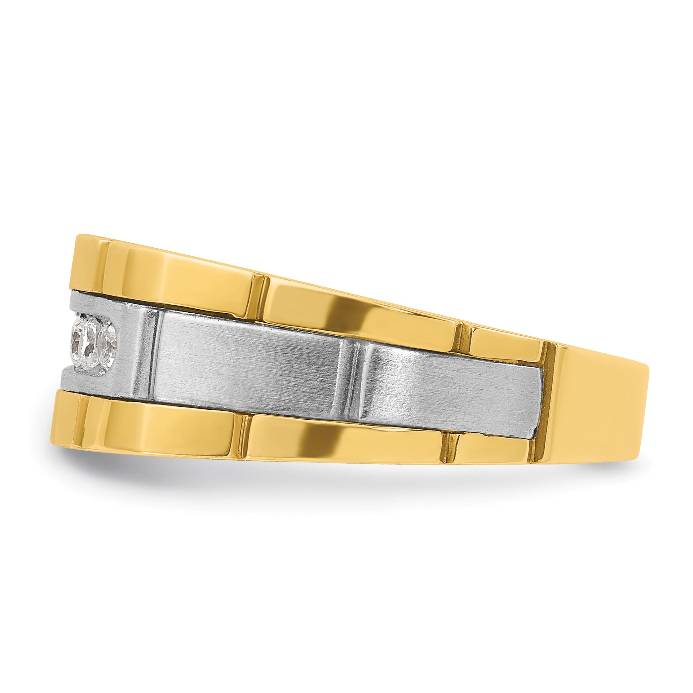 14k Two-tone Men's Polished and Grooved 5-Stone 1/4 Carat AA Quality Diamond Ring - Sophia Jewelers