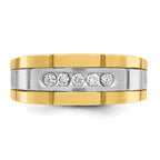 14k Two-tone Men's Polished and Grooved 5-Stone Ring Mounting, Mounting Only - Sophia Jewelers