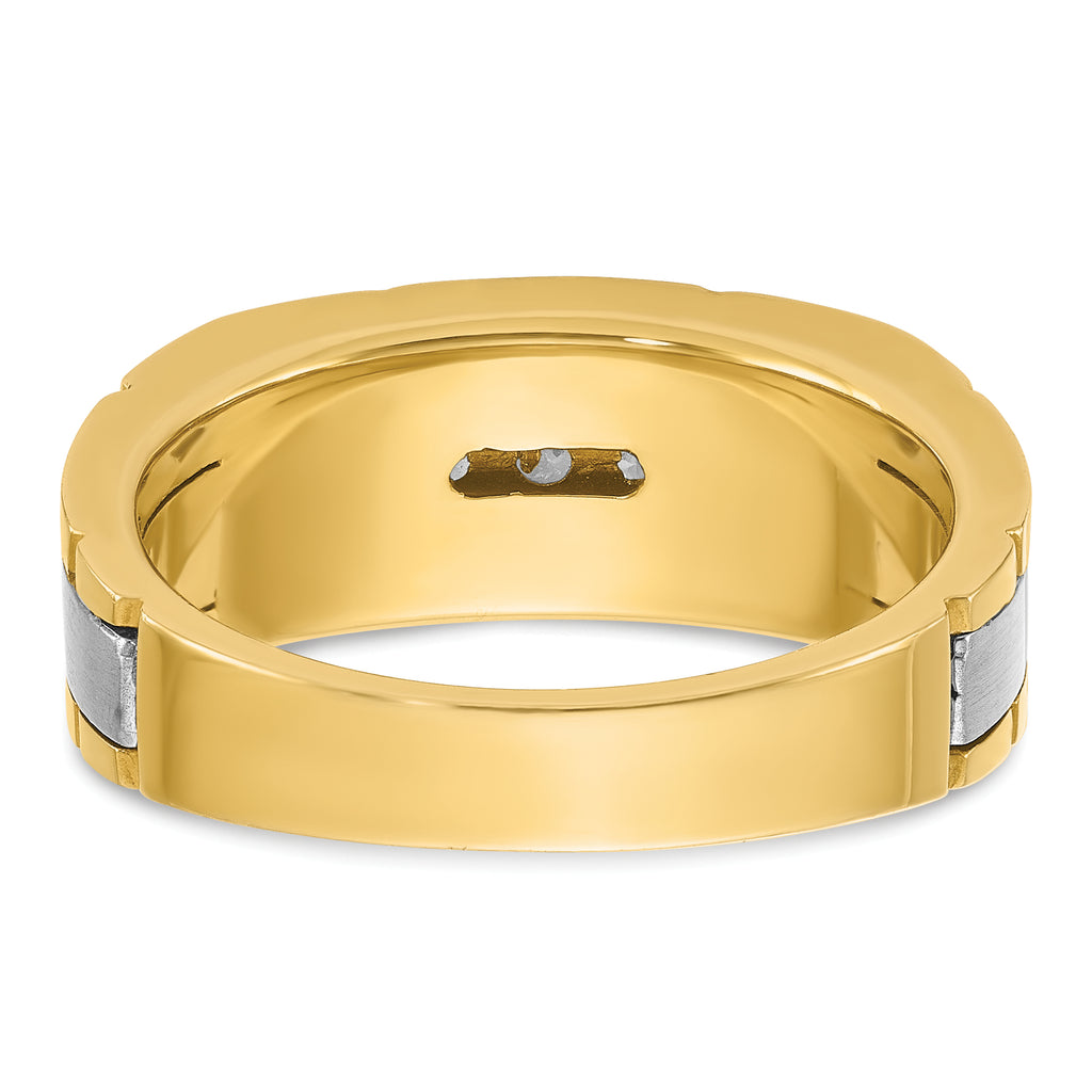 14k Two-tone Men's Polished and Grooved 5-Stone 1/4 Carat AA Quality Diamond Ring - Sophia Jewelers