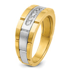 14k Two-tone Men's Polished and Grooved 5-Stone 1/4 Carat AA Quality Diamond Ring - Sophia Jewelers