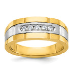 14k Two-tone Men's Polished and Grooved 5-Stone 1/4 Carat AA Quality Diamond Ring - Sophia Jewelers