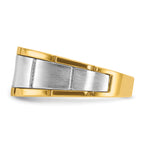 10k Two-tone Men's Polished and Satin Diamond Complete Ring