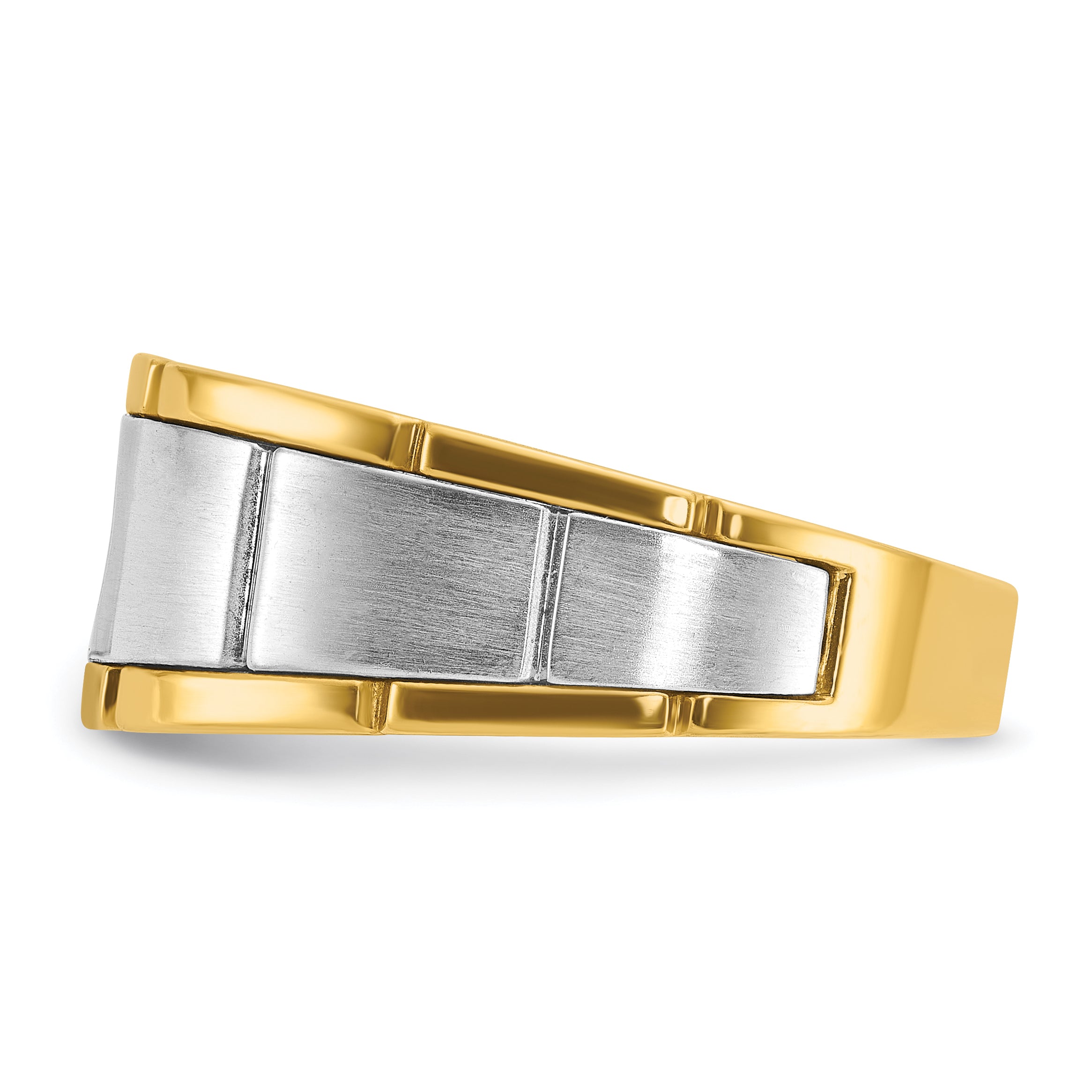 14k Two-tone Mens Polished and Satin 1/4 carat Diamond Complete Ring - Sophia Jewelers
