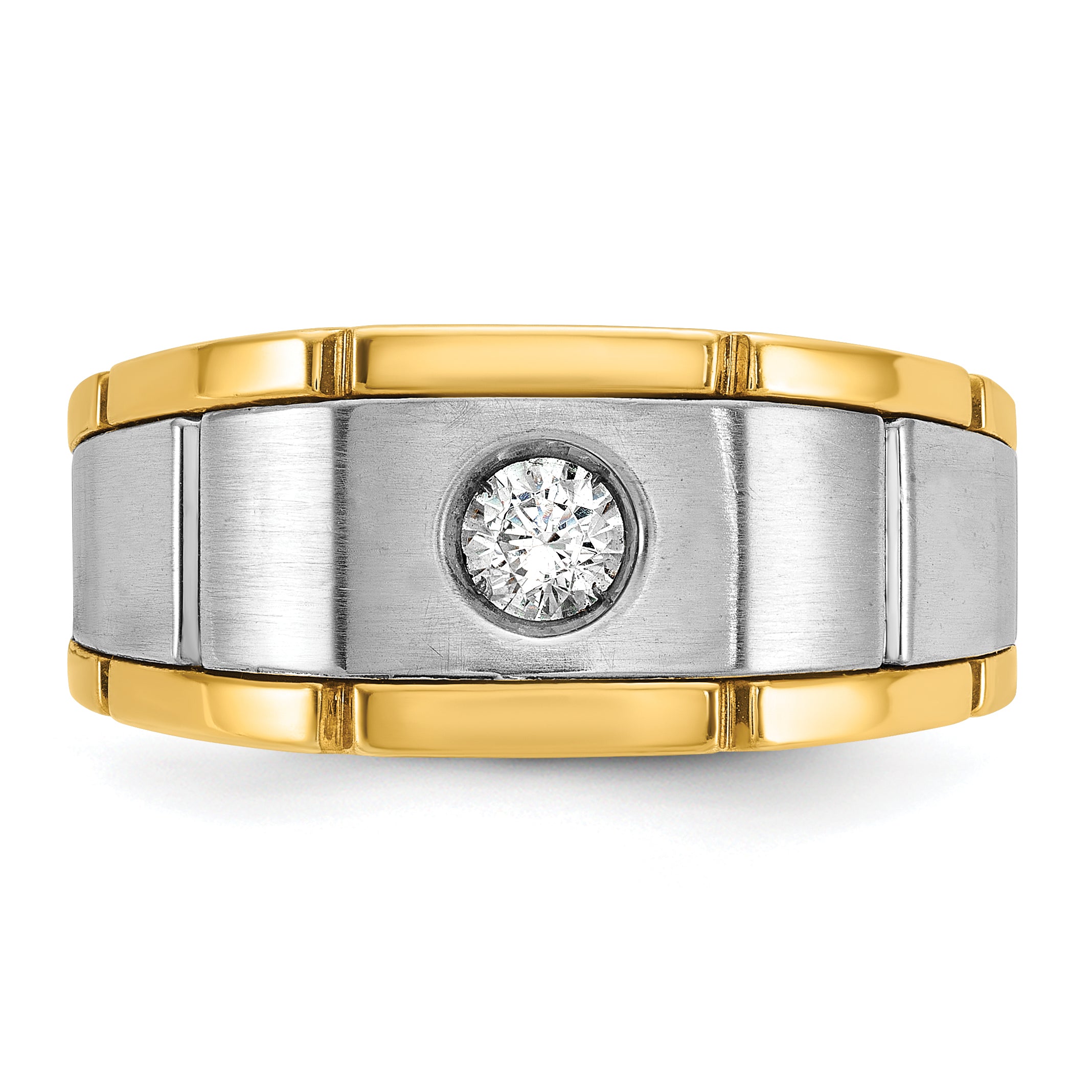 14k Two-tone Mens Polished and Satin Diamond Ring Mounting, Mounting Only - Sophia Jewelers
