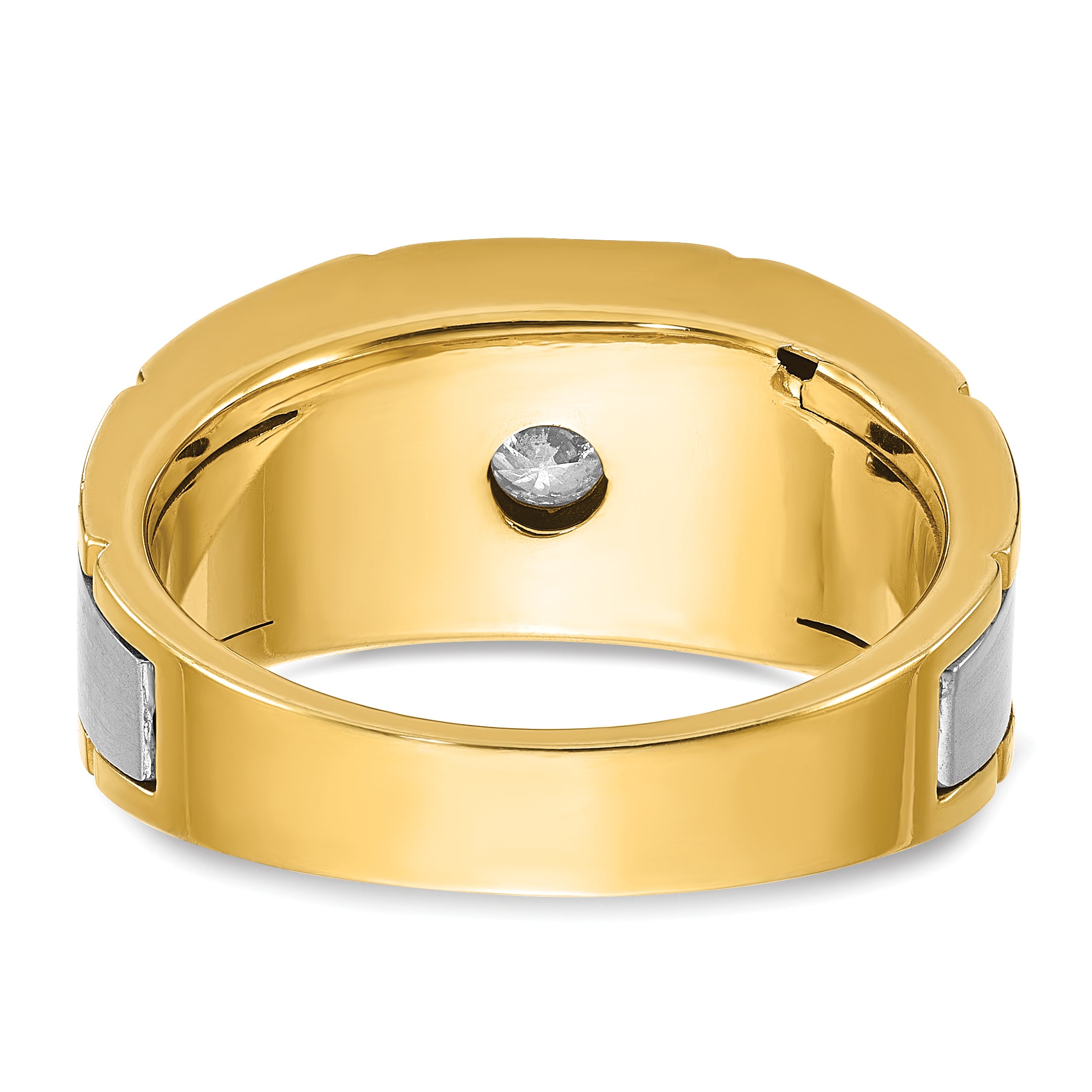 14k Two-tone Mens Polished and Satin 1/4 carat Diamond Complete Ring - Sophia Jewelers