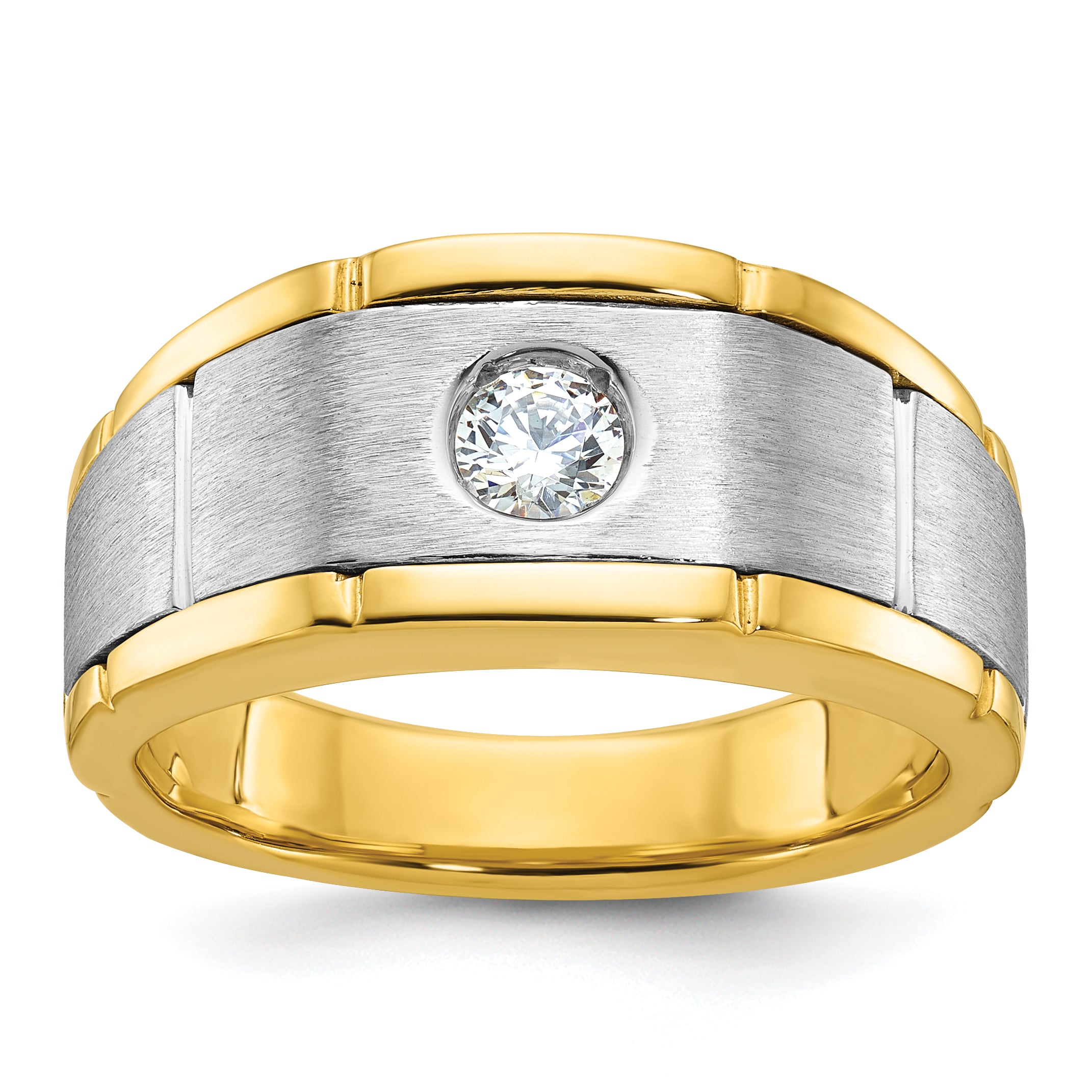 14k Two-tone Mens Polished and Satin Diamond Ring Mounting, Mounting Only - Sophia Jewelers Main image