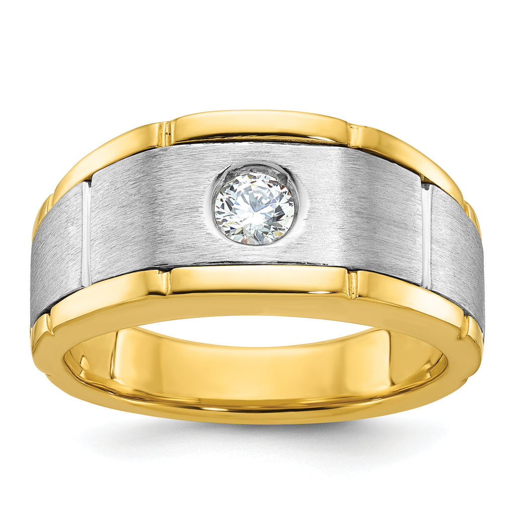 14k Two-tone Mens Polished and Satin Diamond Ring Mounting, Mounting Only - Sophia Jewelers