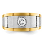 14k Two-tone Men's Polished Satin and Grooved 1/2 Carat AA Quality Diamond Ring - Sophia Jewelers