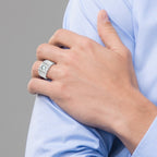 14k White Gold Polished and Satin Men's Ring Mounting, Mounting Only - Sophia Jewelers
