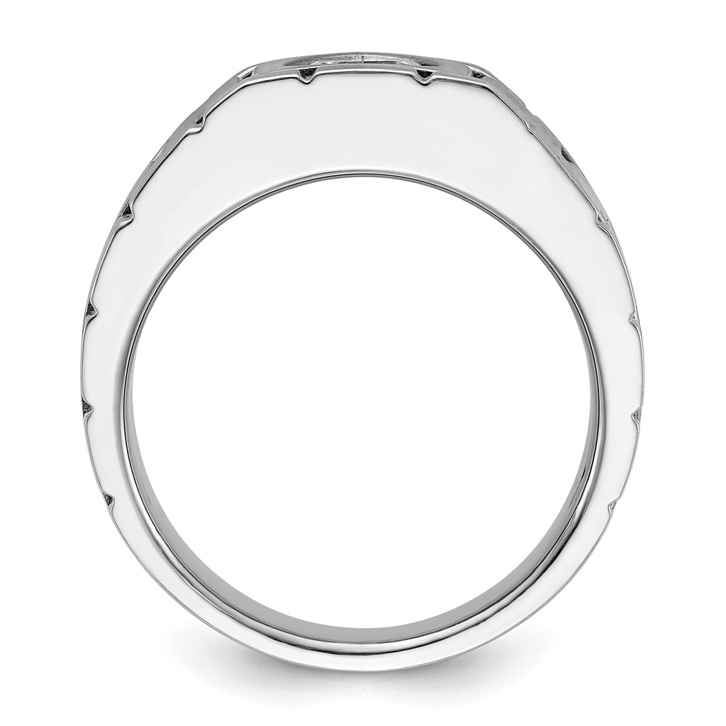 14k White Gold Men's Polished and Satin Ring Mounting - Sophia Jewelers