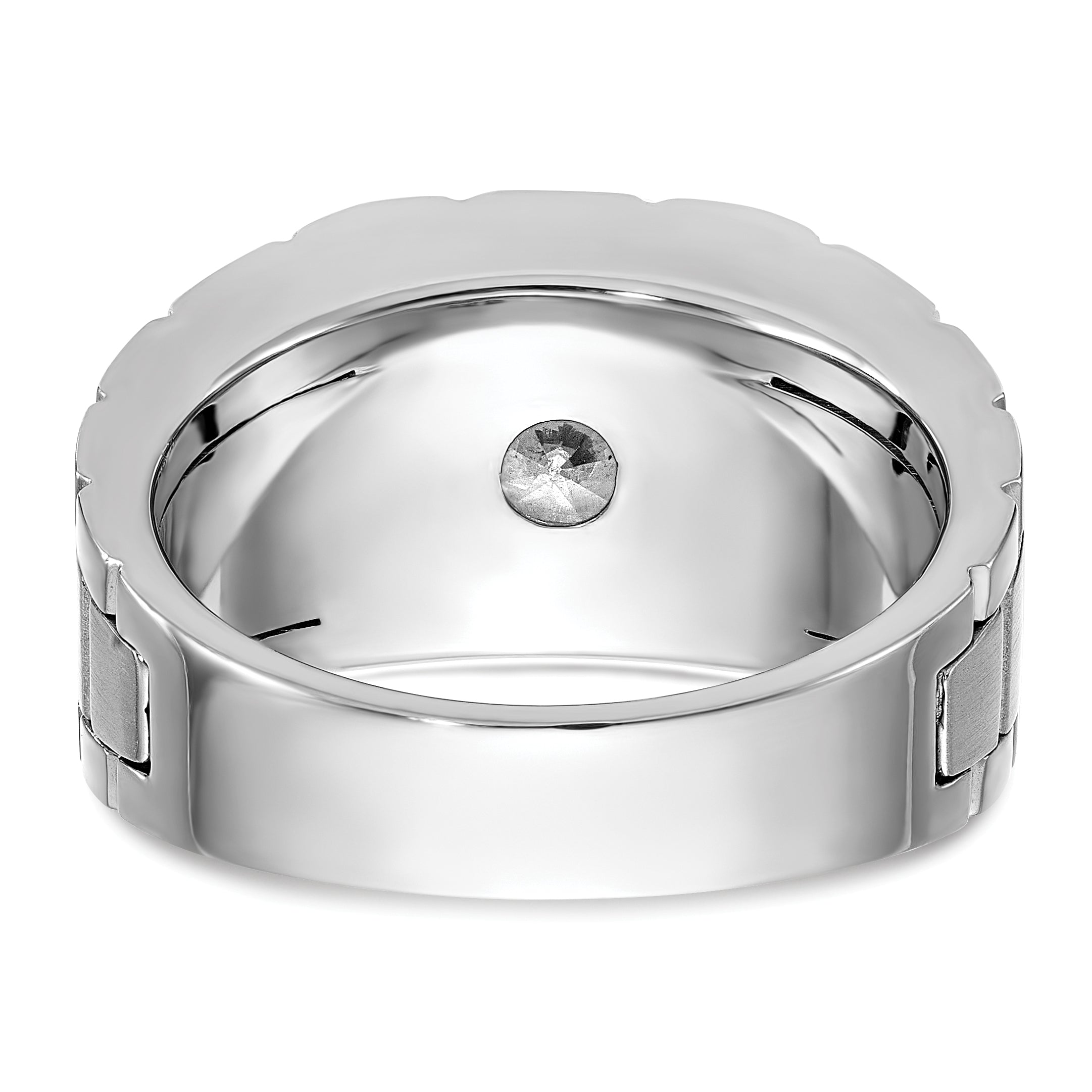 14k White Gold Polished and Satin Men's Ring Mounting, Mounting Only - Sophia Jewelers