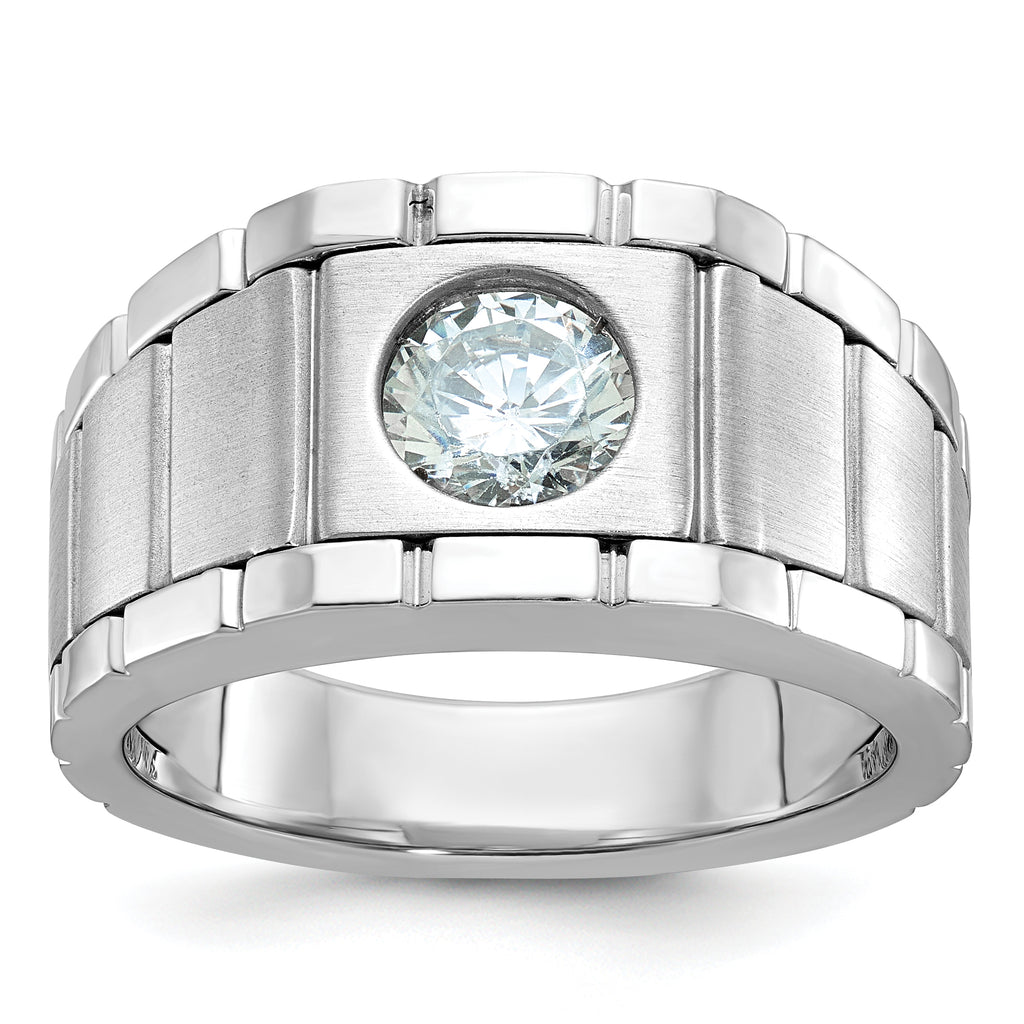 14k White Gold Polished and Satin Men's Ring Mounting, Mounting Only - Sophia Jewelers
