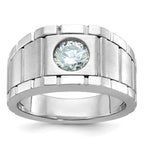 14k White Gold Polished and Satin Men's Ring Mounting, Mounting Only - Sophia Jewelers