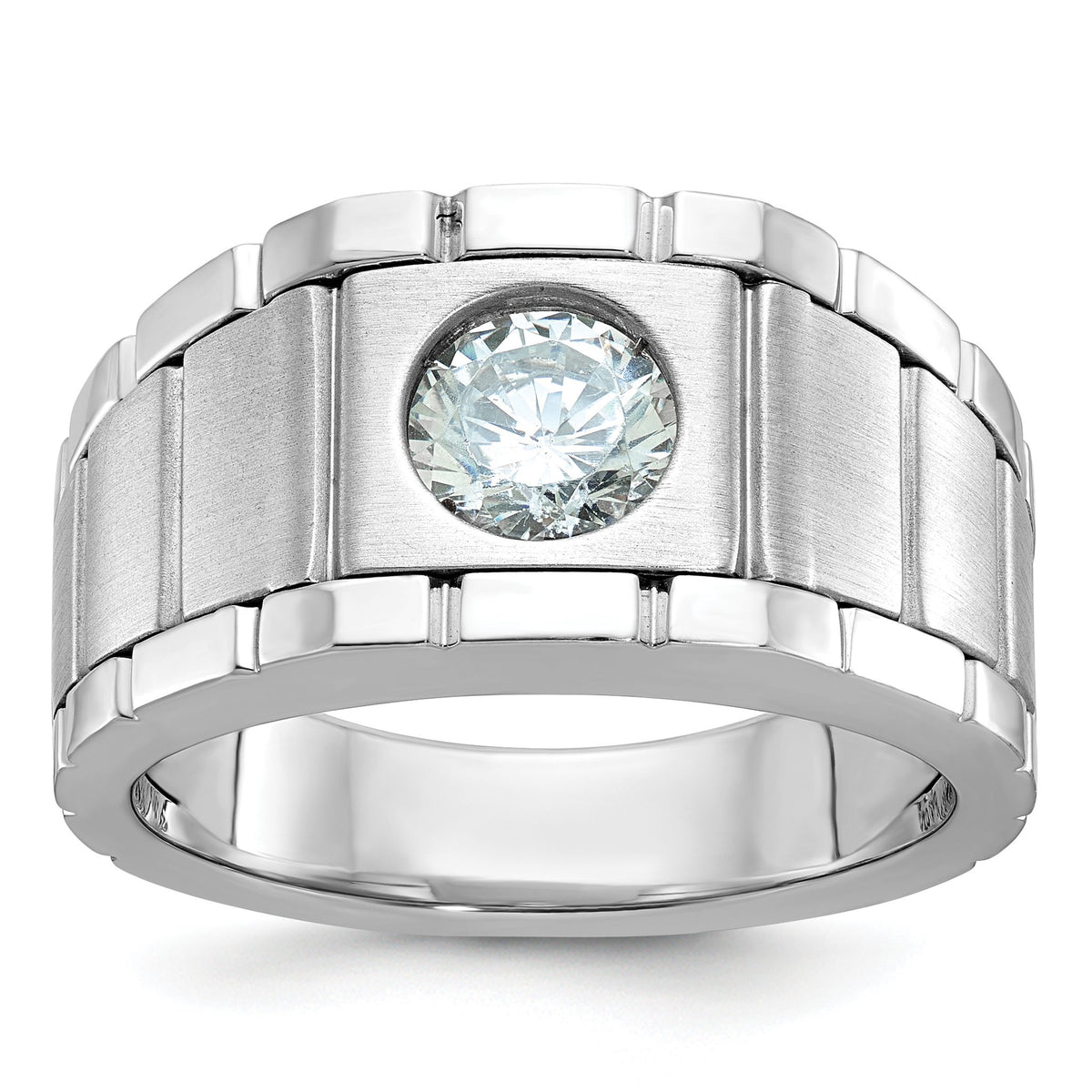 Men's Lab-Grown Diamond Ring in 14K White Gold, 12mm (1 ct. tw.), Size 10 - Sophia Jewelers Main image